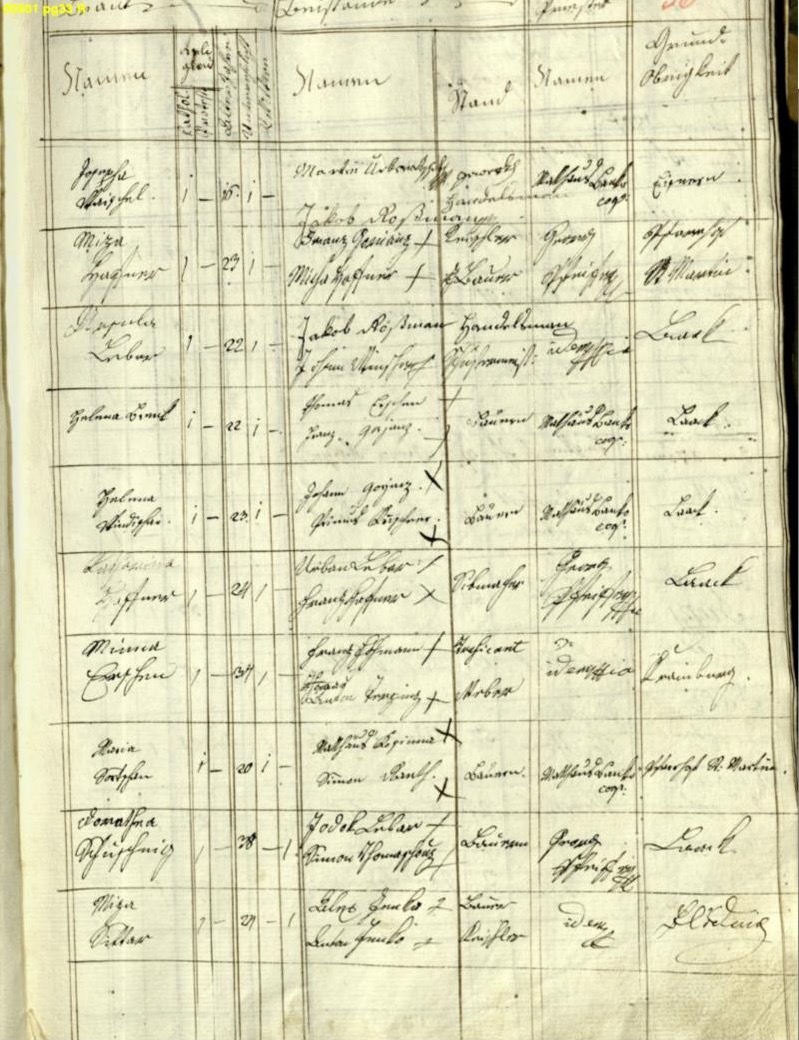 Kranj–Šmartin, 27 October 1800 — Franz Kosinar of Feichting (house 10), aged 24, and Maria Dortschen, aged 20. The register page as read: viewer pg=33, a spread: the LEFT page is headed 1800 and runs June–November; the entry is its eighth row («Den 27ten» under October, Feichting, house 10, groom's age 24); the RIGHT page carries the same row's bride (age 20), her parents and the witnesses.